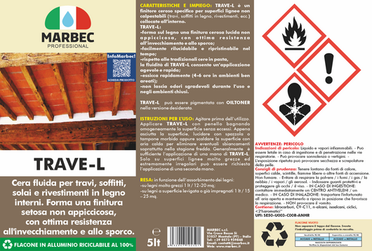 Finitore ceroso per travi e rivestimenti in legno TRAVE-L   5LTx4Pz