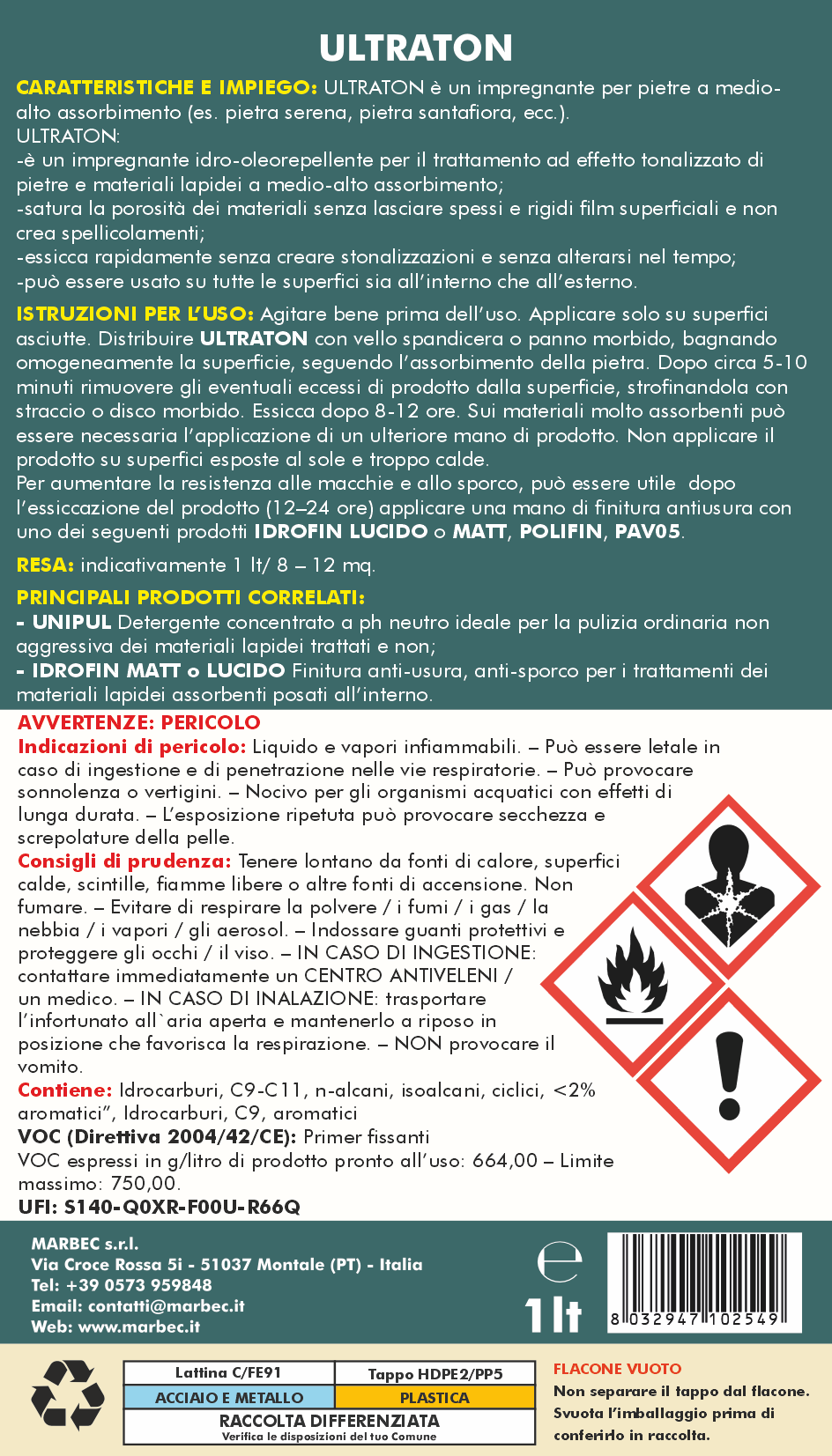 Impregnante per pietre ULTRATON   1LTx6Pz