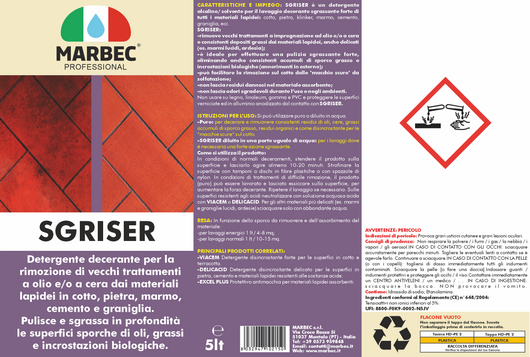 Detergente sgrassante professionale SGRISER   5LT