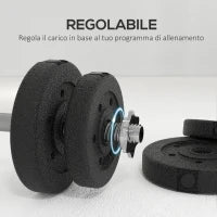 Set Manubri Palestra da 25 kg Totali con 12 Dischi Pesi e 2 Barre da 2 kg, Nero