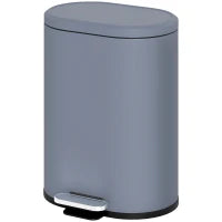 Bidone della spazzatura da 6L a pedale, in metallo, con secchiello interno e coperchio a chiusura morbida, 24,5x21,5x29,5cm, Grigio