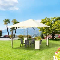 Gazebo 3x3 m con Tettuccio Rinforzato e 4 Viti, in Acciaio Verniciato a Polvere, Nero e Crema