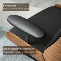 Sedia per Scrivania con Schienale in Legno e Seduta in Pelle PU Traspirante e Imbottita, 62x76.5x105 cm, Nera