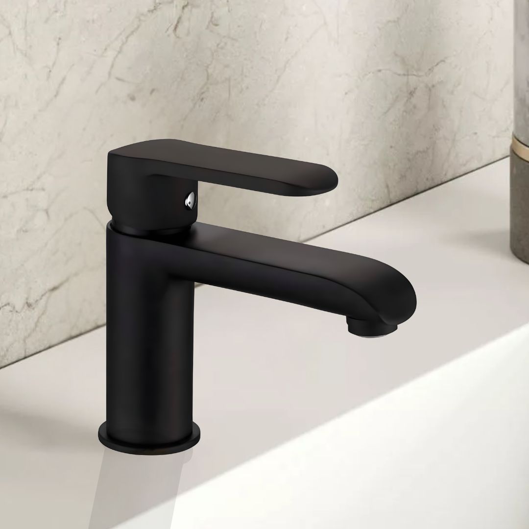 Coppia di miscelatore rubinetto bidet e miscelatore lavabo linea puma nero opaco