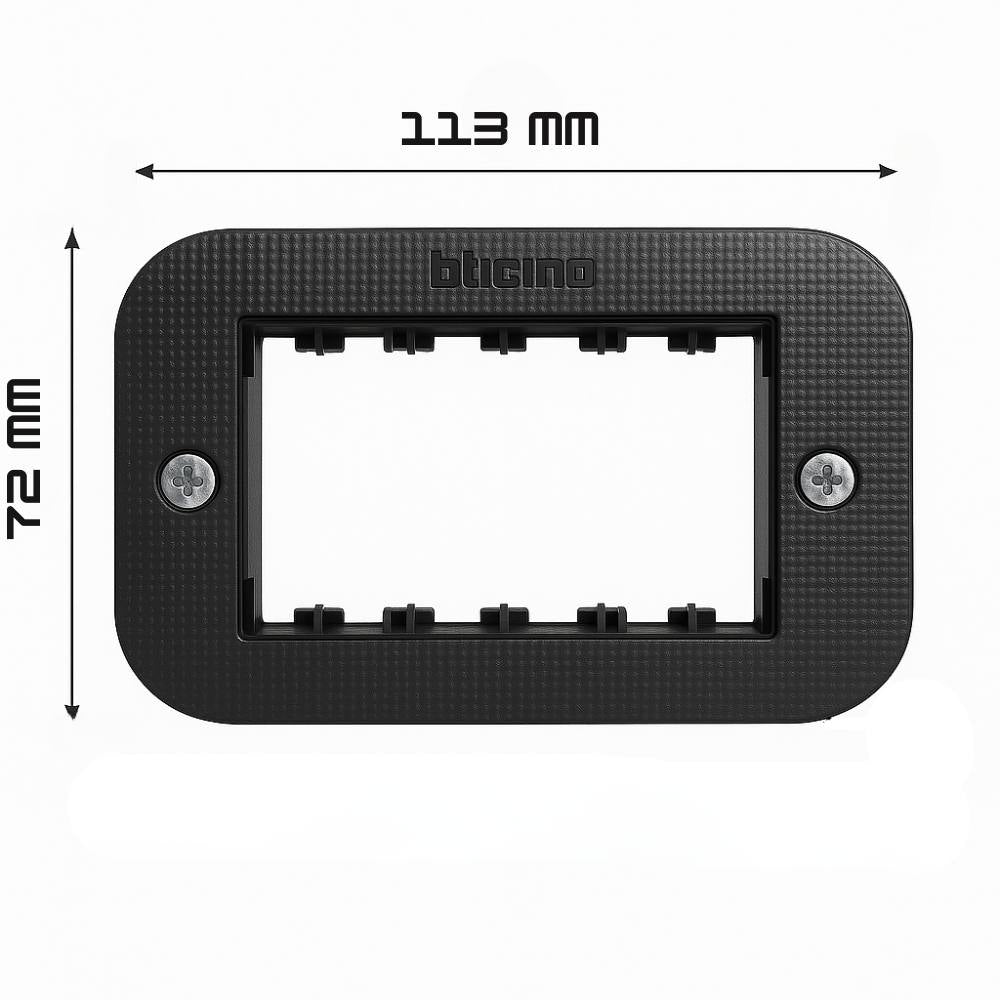 Bticino living now supporto con valva di protezione per placche modulari *** numero posti 3 moduli, confezione 1