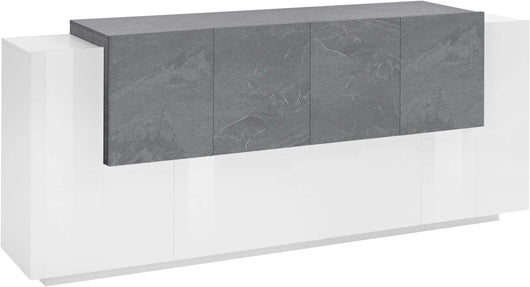 Mobile New Coro L 220 x H 86 x P 45 cm colore bianco lucido e grigio cemento