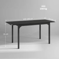 Tavolo Allungabile 4-6 Posti Espandibile da 120-160 cm con Gambe in Acciaio, Nero