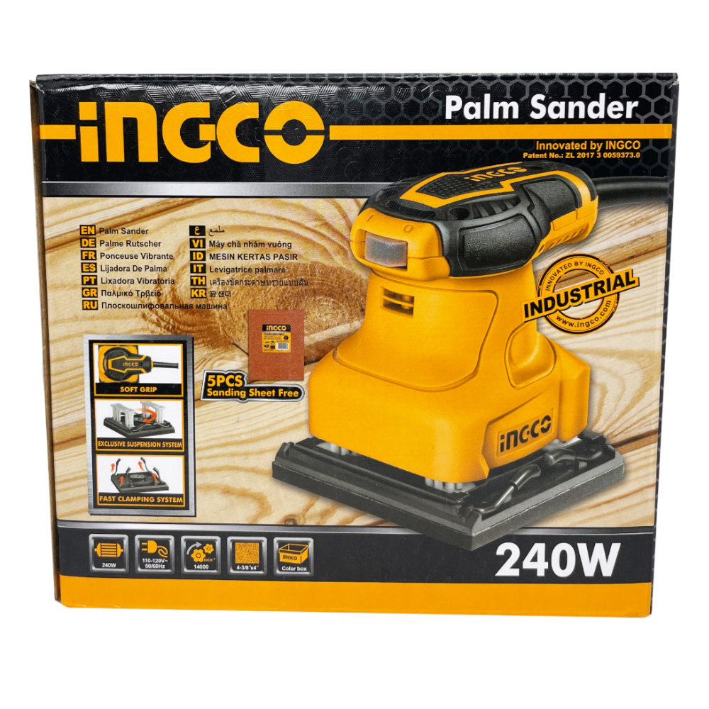 Levigatrice palmare a filo 240 w 5 fogli carta abrasiva + spazzole ricambio