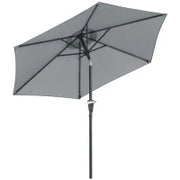 Ombrellone da Giardino Inclinabile 2.3x2m con Apertura a Manovella e 6 Stecche, Grigio