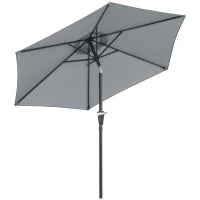 Ombrellone da Giardino Inclinabile 2.3x2m con Apertura a Manovella e 6 Stecche, Grigio