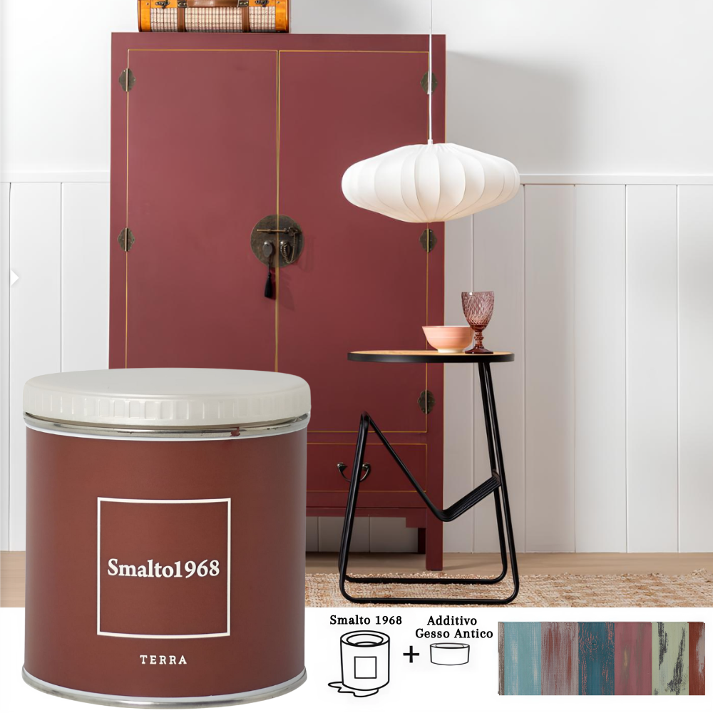 Smalto1968 base acqua gesso antico shabby chic finitura opaca multicolore l 0.5 *** colore- terra, confezione 1