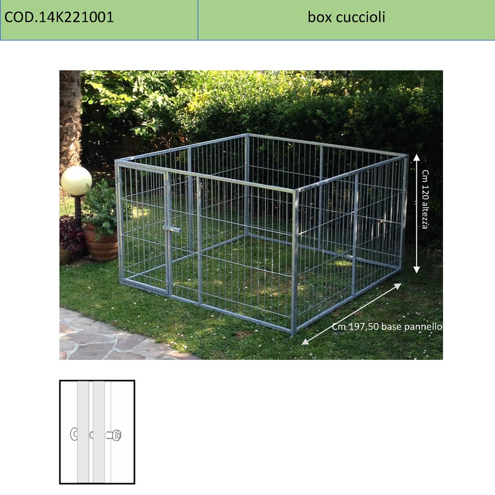 Box recinto per cuccioli in rete con zincatura a caldo dimensioni 200x200xh120 cm