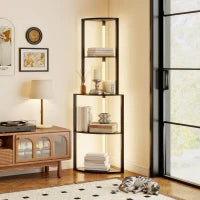 Lampada da terra con ripiani ad angolo 4 livelli, LED dimmerabile, 55,5 x 39,5 x 163 cm, Nero