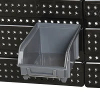 DURHAND Pannello Portautensile con 30 Contenitori Regolabili e Rimovibile, Montaggio a Muro, PP, Rosso Grigio Nero, 37.5x18x63cm