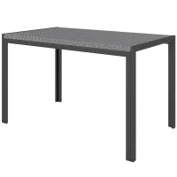 Tavolo da Giardino in Rattan PE per 4 Persone con Struttura in Metallo, 120x70x72cm, Grigio