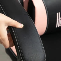 Sedia da Gaming Reclinabile con Poggiapiedi e Cuscini, in Finta Pelle e Spugna, 65x62x116-124 cm, Rosa e Nero