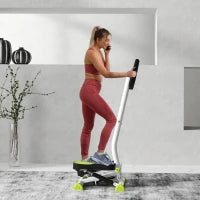 Stepper con Manubrio, Pedali Antiscivolo e Monitor LCD, in Acciaio e ABS, 55x44x108 cm, Bianco Nero e Verde