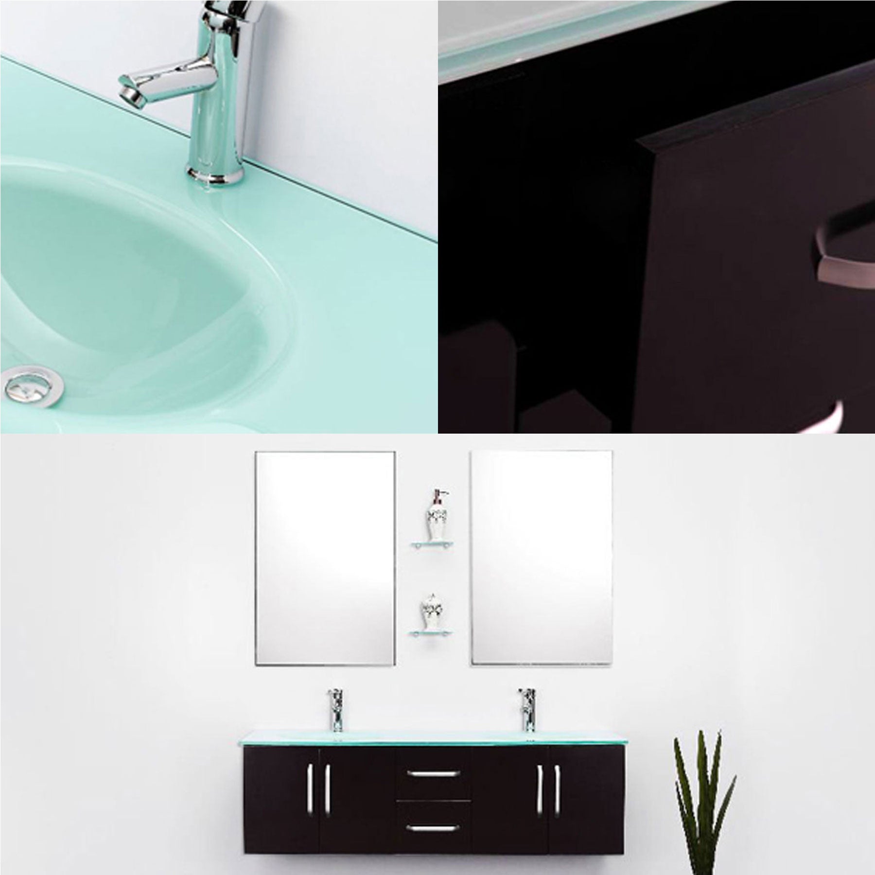 Mobile Bagno Nero 151 cm Lavabo Incluso – Ice