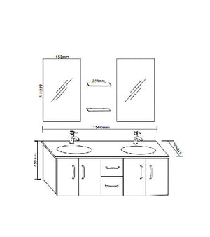 Mobile Bagno Nero 151 cm Lavabo Incluso – Ice
