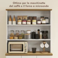 Dispensa Cucina con 3 Ripiani Aperti, 3 Cassetti e 2 Armadietti, in Legno, 101x39x180.5 cm, Bianco e color Legno