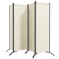 Paravento da Esterno e Interno a 4 Pannelli Pieghevole, 221x50x172cm, Crema