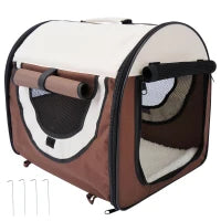 Trasportino Gabbia da Trasporto per Cani Gatti e Animali Domestici Pieghevole, 61x46x51cm, Caffè