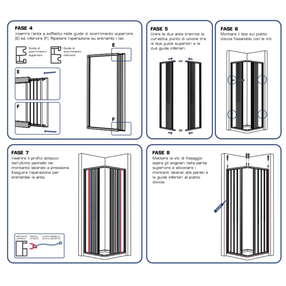 Box doccia angolo soffietto bianco carmen ac altezza cm 185 pvc e maniglia *** misure 90x70 cm, confezione 1