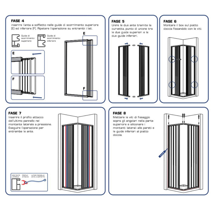 Box doccia angolo soffietto bianco carmen ac altezza cm 185 pvc e maniglia *** misure 90x70 cm, confezione 1