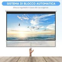 Telo per Proiettore 120" Rapporto 16:9, Fissaggio a Muro e Soffitto per Casa e Ufficio, Bianco