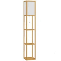 Lampada da Terra con Ripiani e Portalampada E27, Legno Naturale