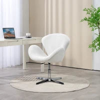 Poltrona Girevole con Altezza Regolabile, Rivestimento in Tessuto, per Soggiorno, Camera da Letto, Ufficio, Bianco