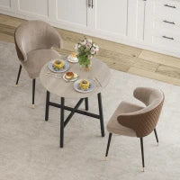 Tavolo da Pranzo Rotondo e Industriale per 2 Persone, in Legno e Acciaio, Ø80x75 cm, Nero e color Legno