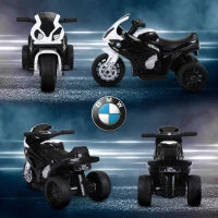Moto Elettrica per Bambini Max. 20kg con Licenza BMW, Macchina Elettrica con 3 Ruote, Batteria Ricaricabile 6V, Bianco Nera, 66x37x44cm