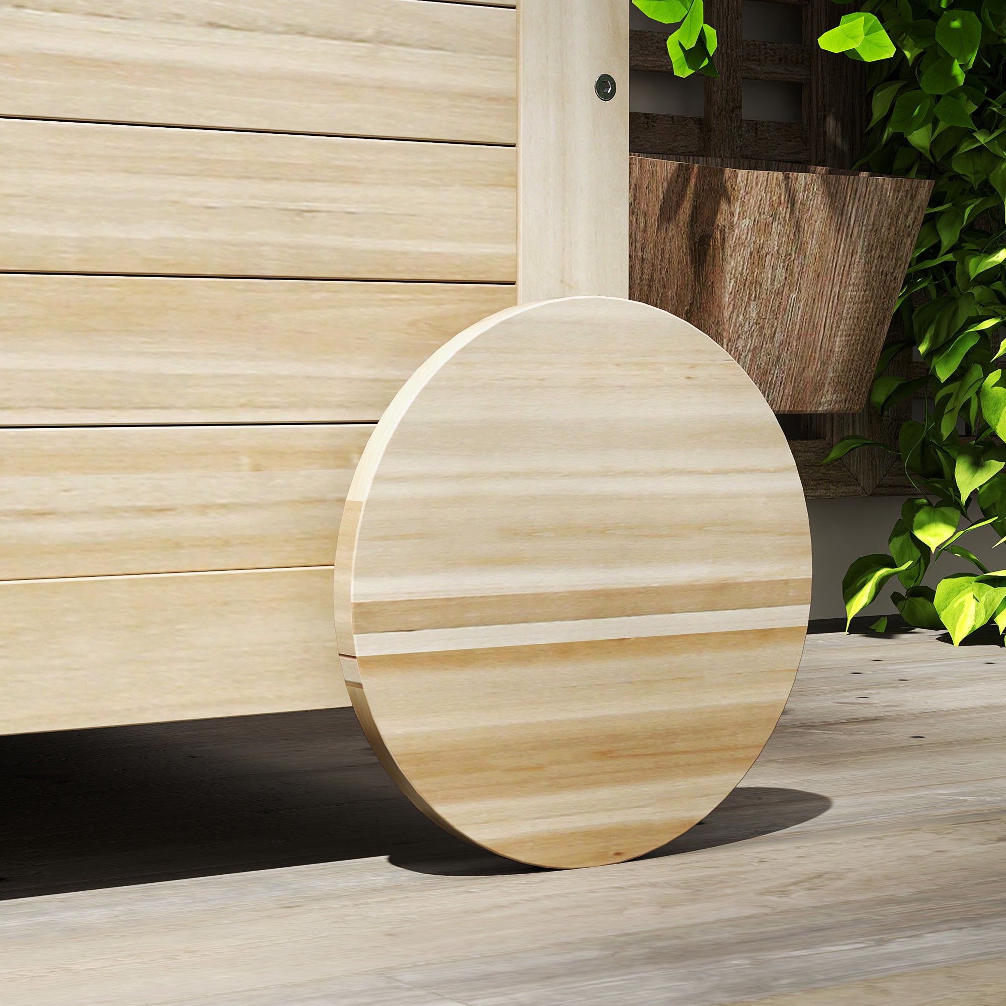 Baule Cassapanca da Esterno 110x50x50 cm a 2 Ruote con Telo Interno in Legno di Abete