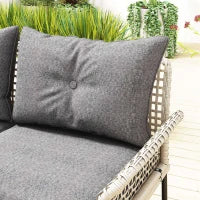 Set da Giardino 5 Pezzi in Rattan con 2 Sedie Laterali, Sedia Centrale e 2 Sgabelli/Tavolini da Caffè