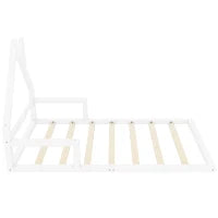 Letto Montessori a Forma di Casetta con Doghe in Legno, Letto per Cameretta per Bambini 4+ Anni, Senza Materasso, 90x200 cm, Bianco