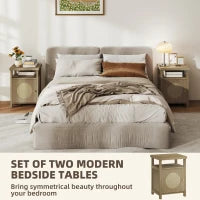 Set di 2 comodini stretti con vano aperto e finitura in vimini, 40 x 35 x 55 cm Marrone