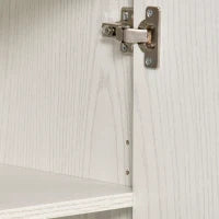 Mobile Cucina Multiuso con Ruote, Armadietto e Ripiano per Microonde, Credenza Alta in Legno Truciolare, 60.4x40.3x97cm Bianco