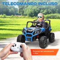 Macchina Elettrica per Bambini 24V a 2 Posti con Telecomando e 3 Velocità, Età 3-8 Anni, Blu