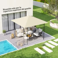 Copertura per Gazebo 3x3 m da Giardino con 8 Fori di Drenaggio, in Tessuto Oxford 600D, Bianco Crema