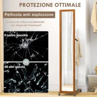 Specchio da Camera e Ingresso con Ripiano Inferiore e Binario, in Legno e Vetro, 35.5x49.5x167.8 cm