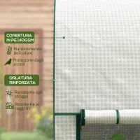 Serra da Giardino da 2 m², 2 Porte Avvolgibili, Copertura in PE 140g/m² Anti-UV, 2x1x1.78m, Bianco