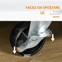 Carrello da Cucina Portaspezie a 3 Livelli e 4 Ruote in MDF e Truciolato, 89x45x89cm, Bianco