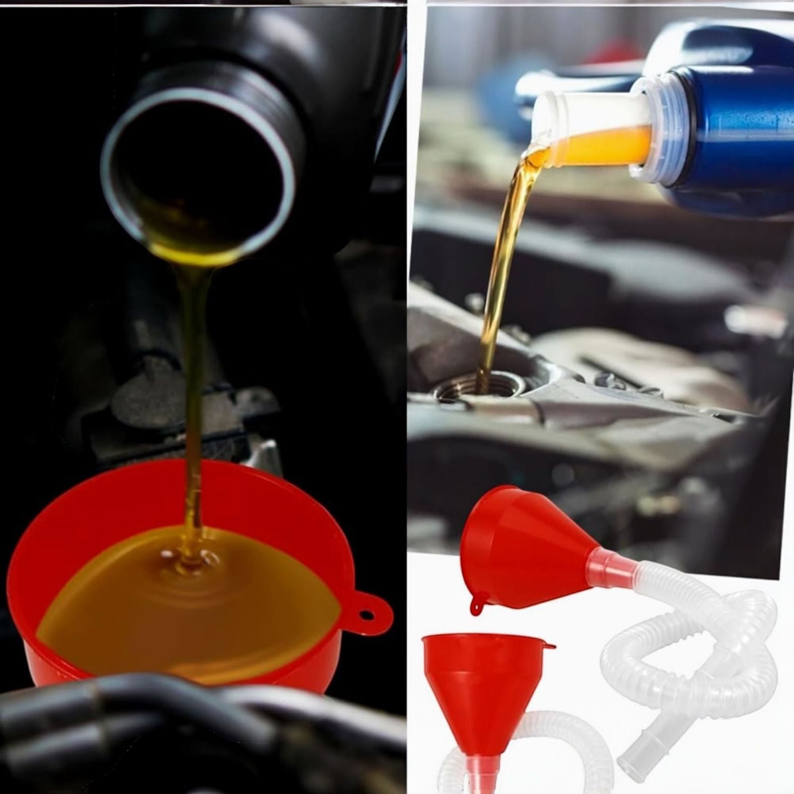 Imbuto Universale Auto Moto con Beccuccio Lungo Flessibile Benzina Olio Acqua