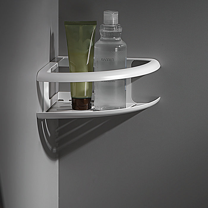 IMEX Distributore di sapone ad angolo in acciaio inox S304 e ottone bianco opaco per bagno e cucina Portasapone modello DHANU Imex-ADH010-BL