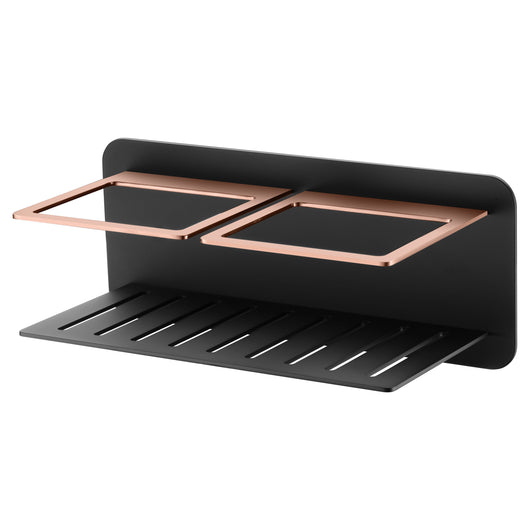 IMEX Portasapone frontale in acciaio inox S304 e ottone finitura combinata nero e oro rosa modello IMAN Imex-ADI011-NOR