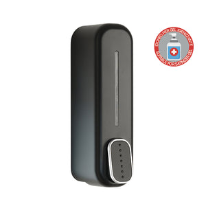 IMEX Distributore di sapone da parete in PVC e ABS nero opaco 350ml con fissaggio a vite resistente e funzionale per bagno e cucina Imex-ADJ013-NG