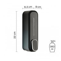 IMEX Distributore di sapone da parete in PVC e ABS nero opaco 350ml con fissaggio a vite resistente e funzionale per bagno e cucina Imex-ADJ013-NG