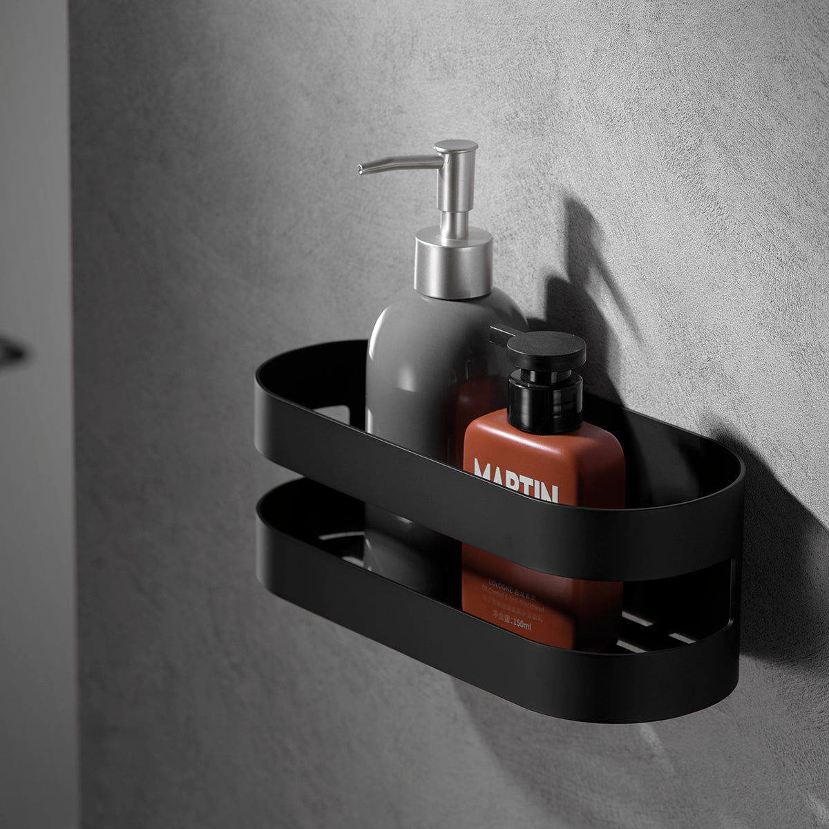 IMEX portasapone frontale modello NIRMALA in acciaio inox s.304 e ottone finitura nero opaco, design funzionale e resistente Imex-ADL012-NG