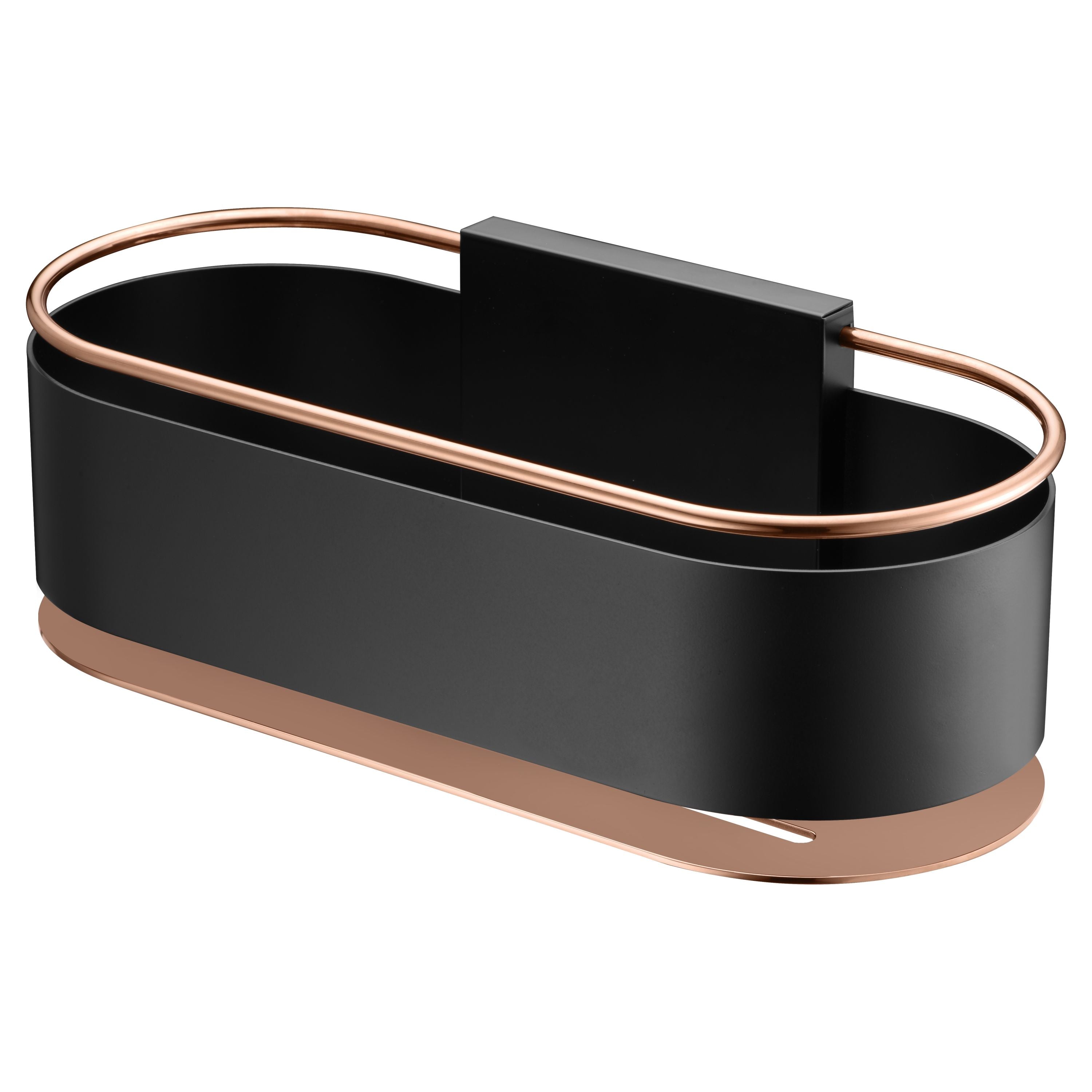 IMEX Portasapone frontale in acciaio inox S.304 e ottone finitura nero e oro rosa modello ANGA cod. Imex-ADN008-NOR